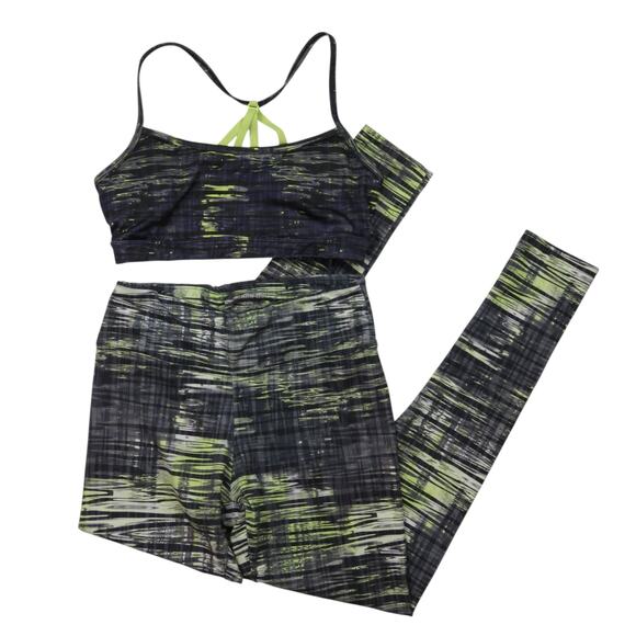 Marika Black & Green Activewear Set Sports Bra & Leggings Small - Picture 1 of 10